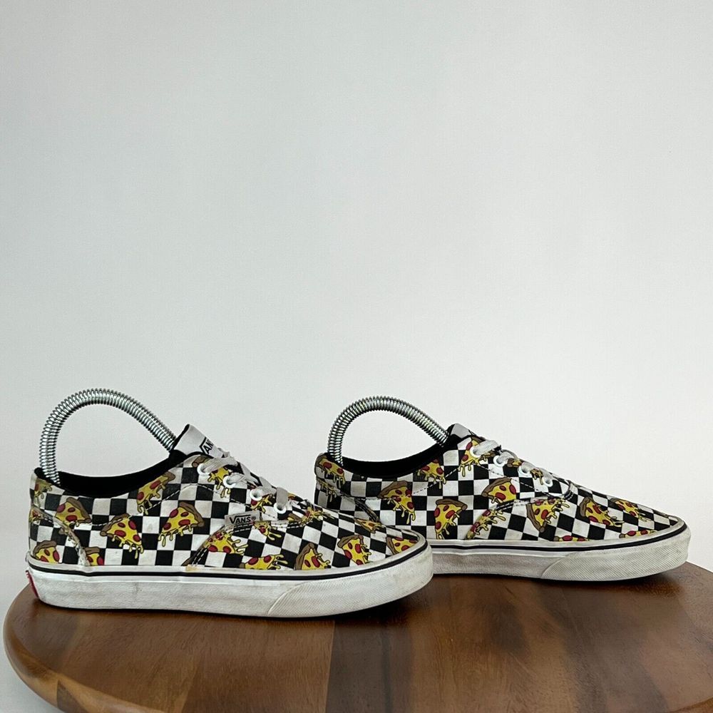 Big Kids Vans Pizza Party Era Check Skateboarding Shoes Sneakers Size 4 Y GUC